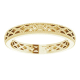 14K Yellow Gold 3 mm Crescent Milgrain Design