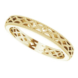 14K Yellow Gold 3 mm Crescent Milgrain Design