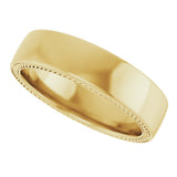 14K Yellow Gold Wheat Pattern Inlay 6 mm Comfort-Fit Half Round Band Size 10