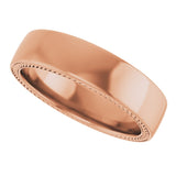 14K Rose 6 mm Wheat Pattern Band Size 10