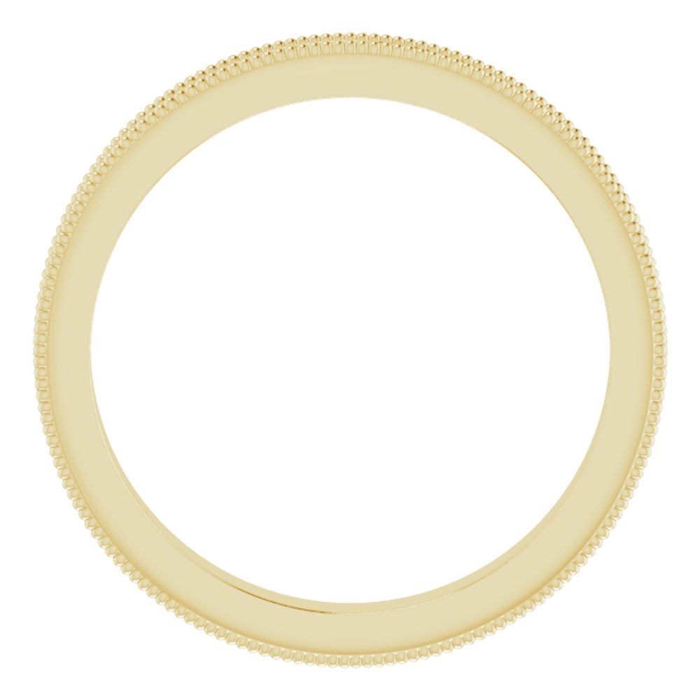 14K Yellow 2.5 mm Milgrain Edge Sculptural Flat Band Size 6.5