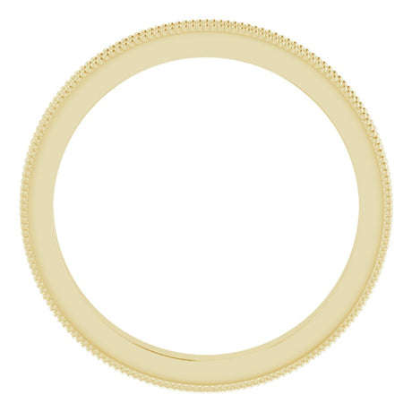 14K Yellow 2.5 mm Milgrain Edge Sculptural Flat Band Size 6.5