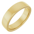 14K Yellow Gold Wheat Pattern Inlay 6 mm Comfort-Fit Half Round Band Size 10
