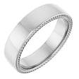14K White Gold Wheat Pattern Inlay 6 mm Comfort-Fit Half Round Band Size 10