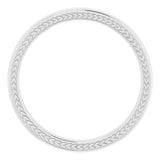 14K White Wheat Pattern Inlay 3 mm Comfort-Fit Half Round Band Size 10