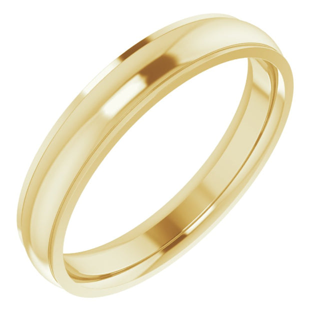 14K Yellow 4 mm Stepped-Edge Comfort-Fit Half Round Band Size 10