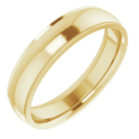 14K Yellow 5 mm Stepped-Edge Comfort-Fit Half Round Band Size 10