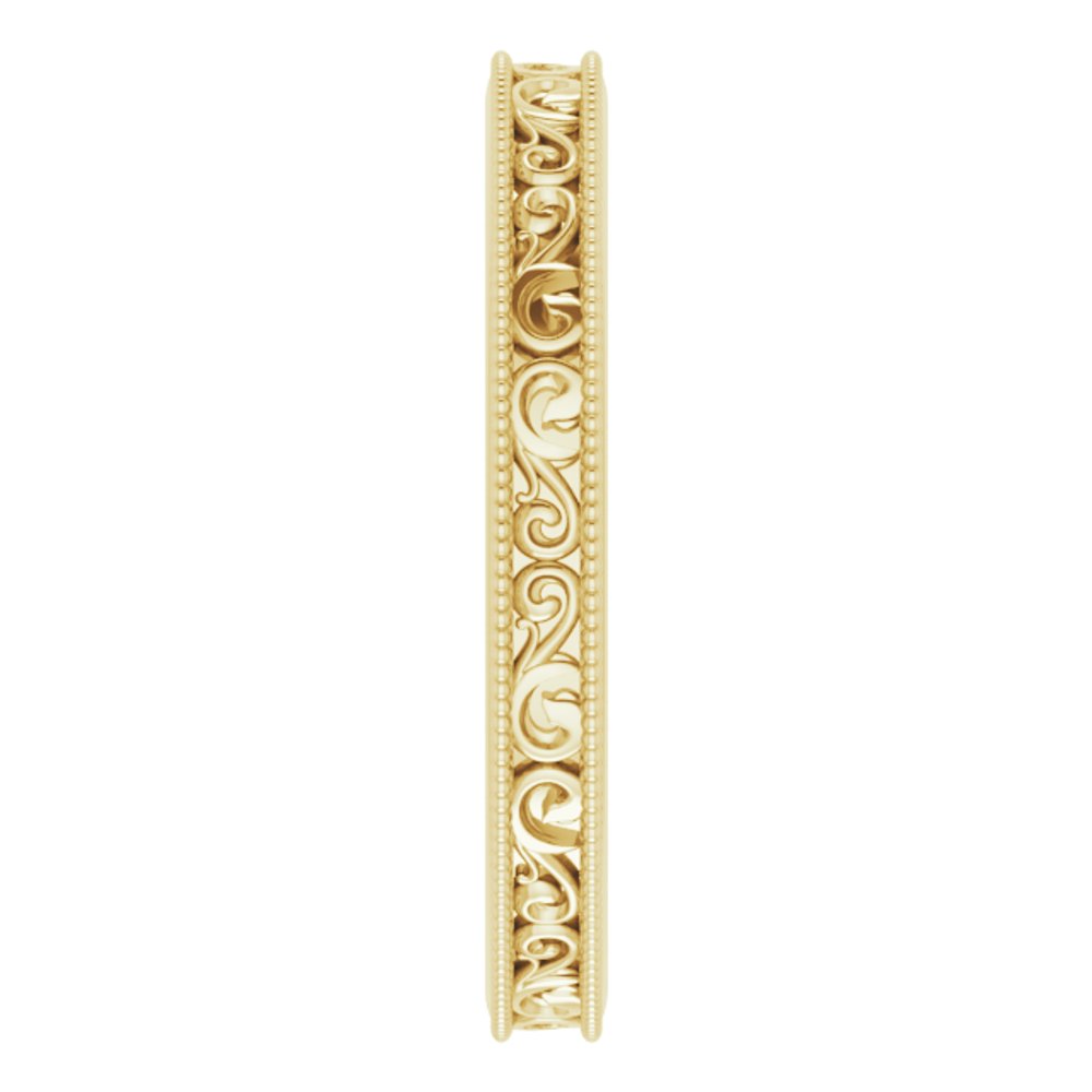10K Yellow Gold 2.5 mm Milgrain Edge Sculptural Flat Band Size 9