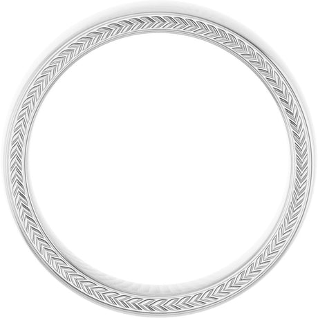 14K White 6 mm Wheat Pattern Band