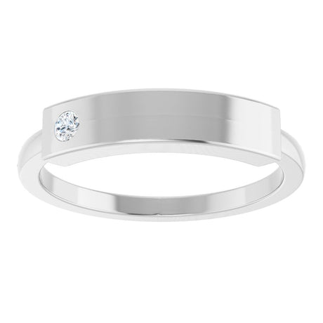 Sterling Silver .03 CT Natural Diamond Stackable Family Signet Ring 