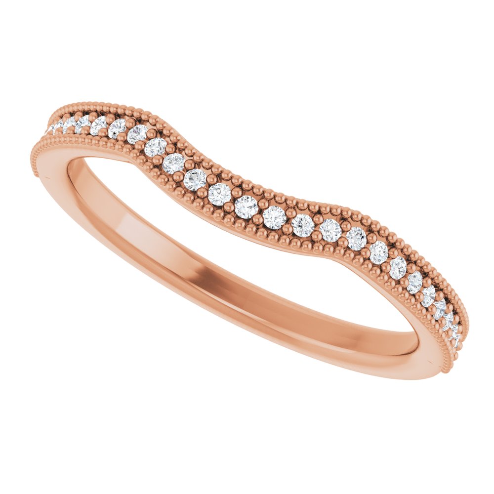 14K Rose 1/8 CTW Natural Diamond Contour Band