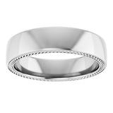 14K White Gold Wheat Pattern Inlay 6 mm Comfort-Fit Half Round Band Size 10.5