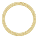 18K Yellow Gold Wheat Pattern Inlay 3 mm Comfort-Fit Half Round Band Size 9