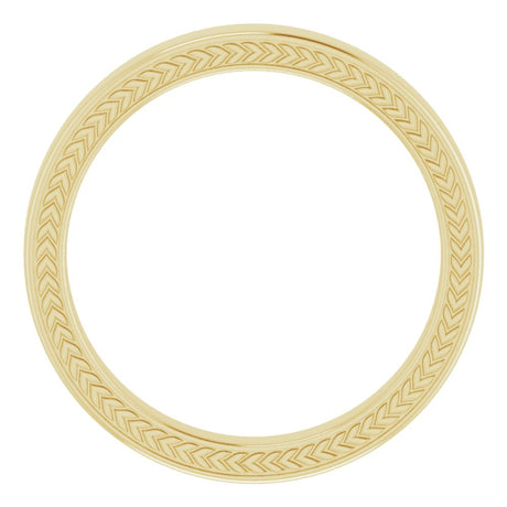 18K Yellow Gold Wheat Pattern Inlay 3 mm Comfort-Fit Half Round Band Size 9