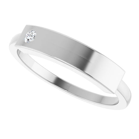 Sterling Silver .03 CT Natural Diamond Stackable Family Signet Ring 