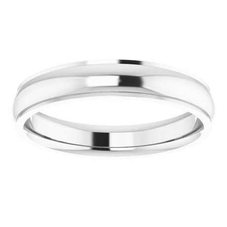 14K White 4 mm Stepped-Edge Comfort-Fit Half Round Band Size 9