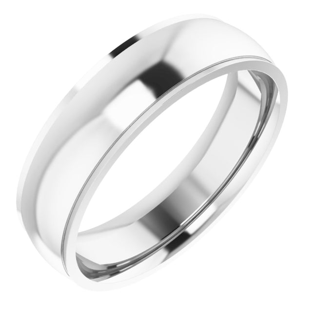 10K White 6 mm Stepped-Edge Comfort-Fit Half Round Band Size 10