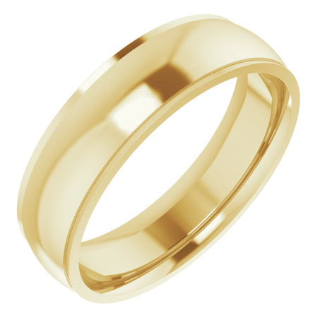 14K Yellow 6 mm Stepped-Edge Comfort-Fit Half Round Band Size 10