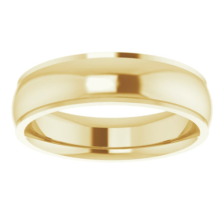 14K Yellow 5 mm Stepped-Edge Comfort-Fit Half Round Band