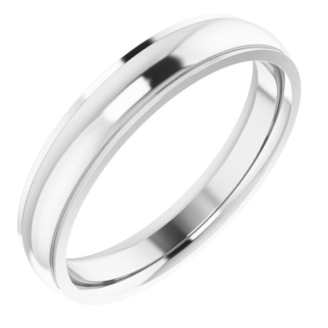 14K White 4 mm Stepped-Edge Comfort-Fit Half Round Band Size 9