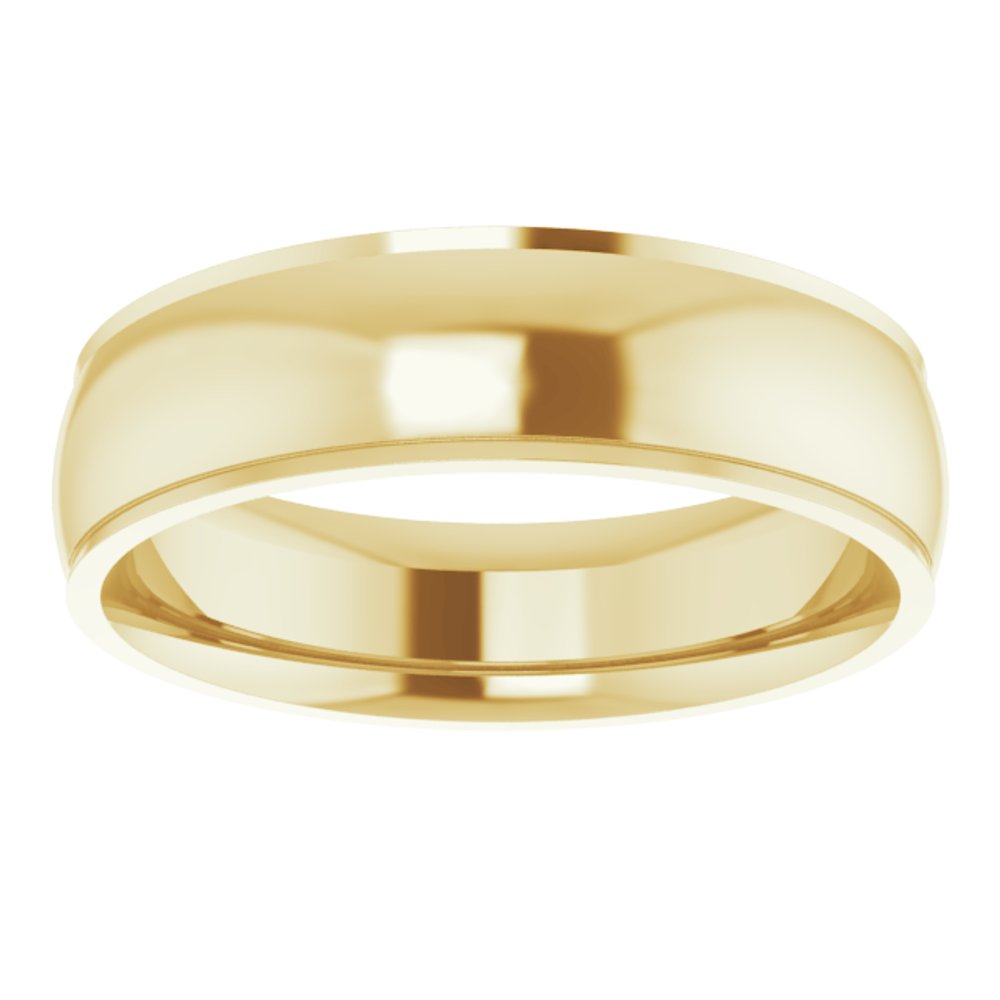14K Yellow 6 mm Stepped-Edge Comfort-Fit Half Round Band Size 10