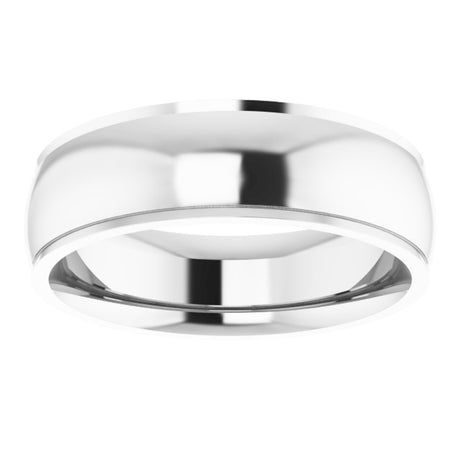 14K White 6 mm Stepped-Edge Comfort-Fit Half Round Band