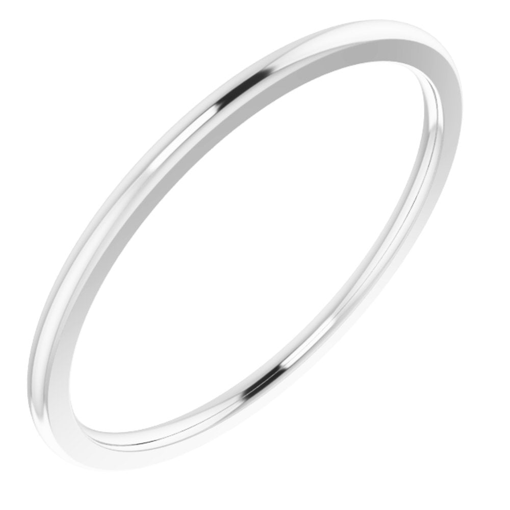 14K White 1 mm Half Round Comfort Fit Band Size 5.5