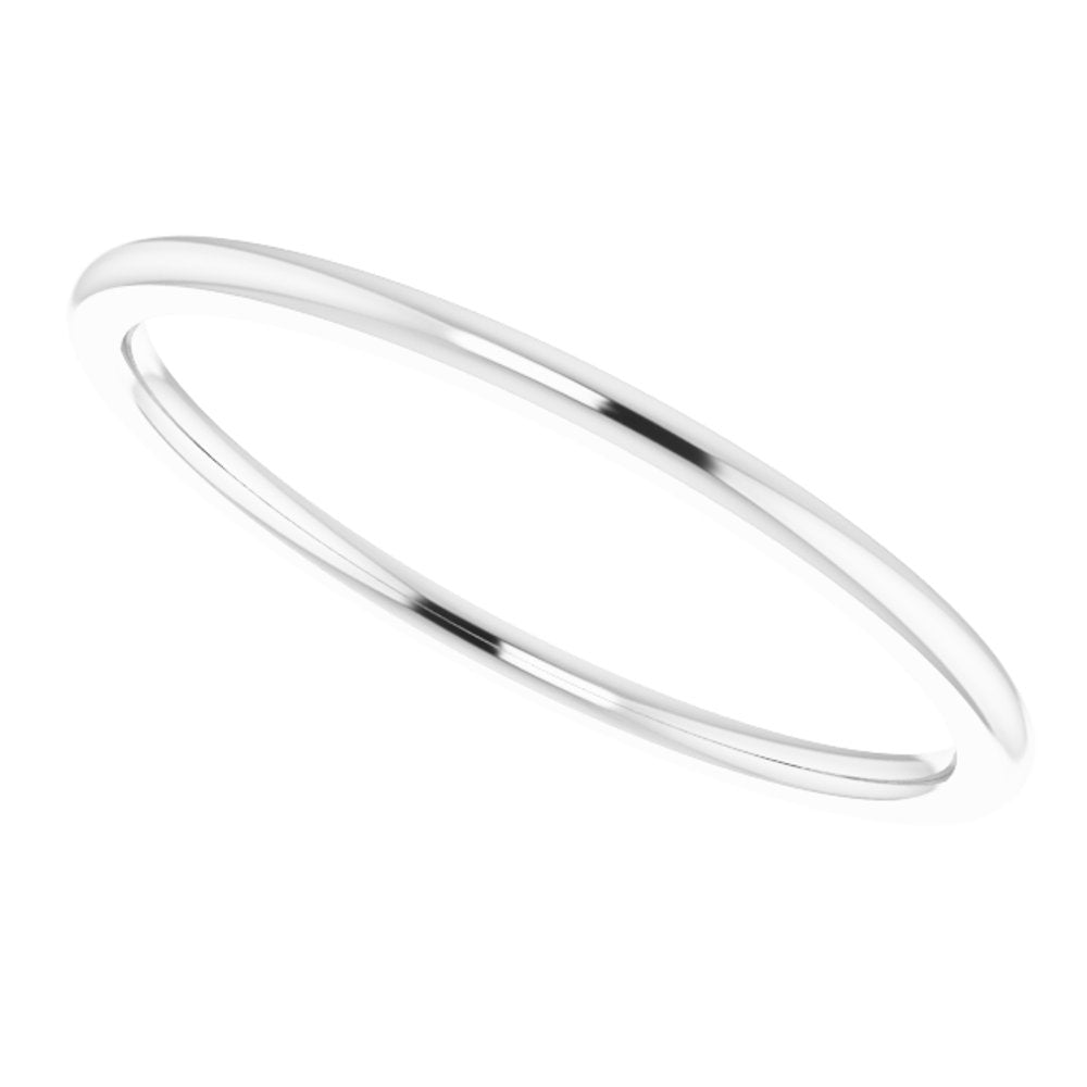 14K White 1 mm Half Round Comfort Fit Band