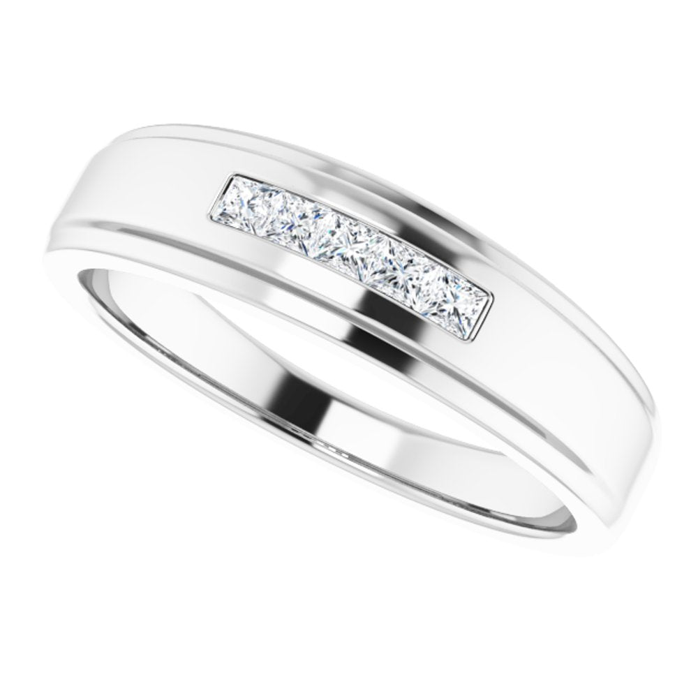 14K White 1/4 CTW Natural Diamond 5-Stone Band