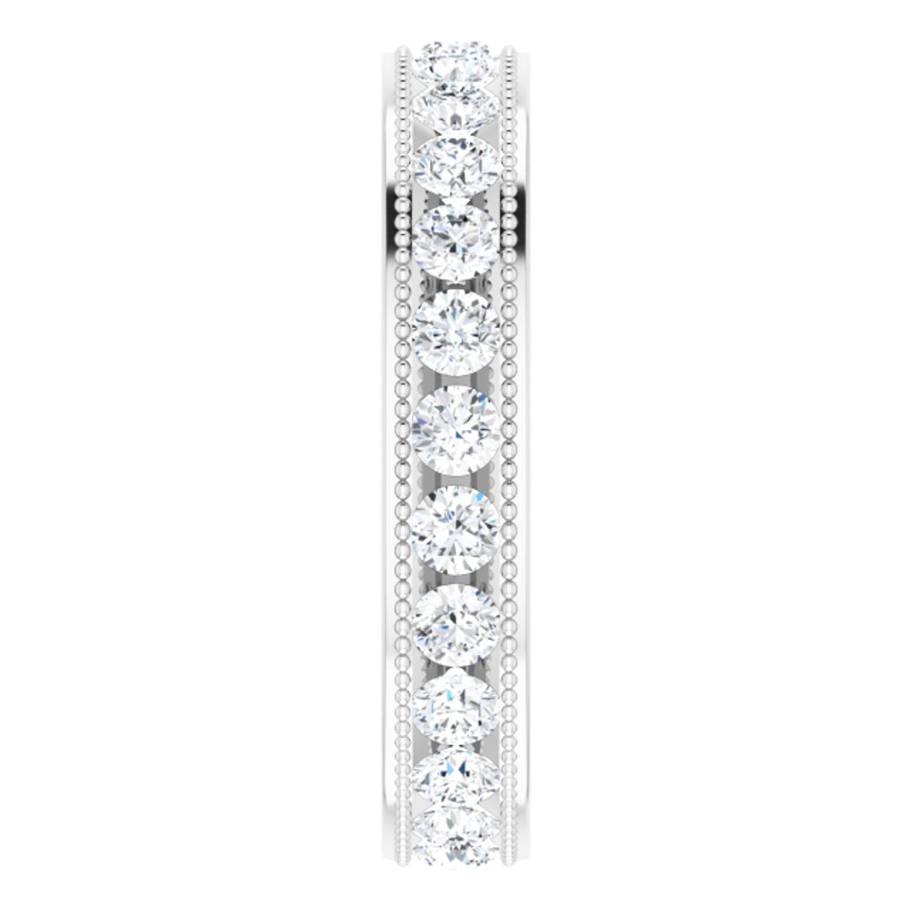 14K White 1 1/2 CTW Natural Diamond Milgrain Eternity Band Size 7