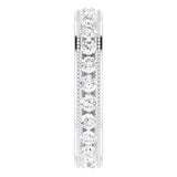 14K White 1 1/2 CTW Natural Diamond Milgrain Eternity Band Size 7