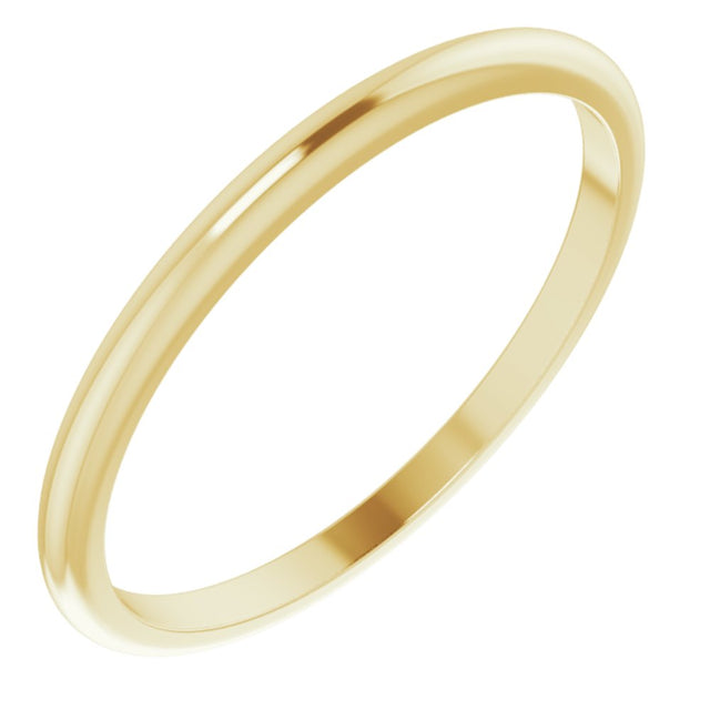 18K Yellow Gold 1.5 mm Half Round Band Size 4