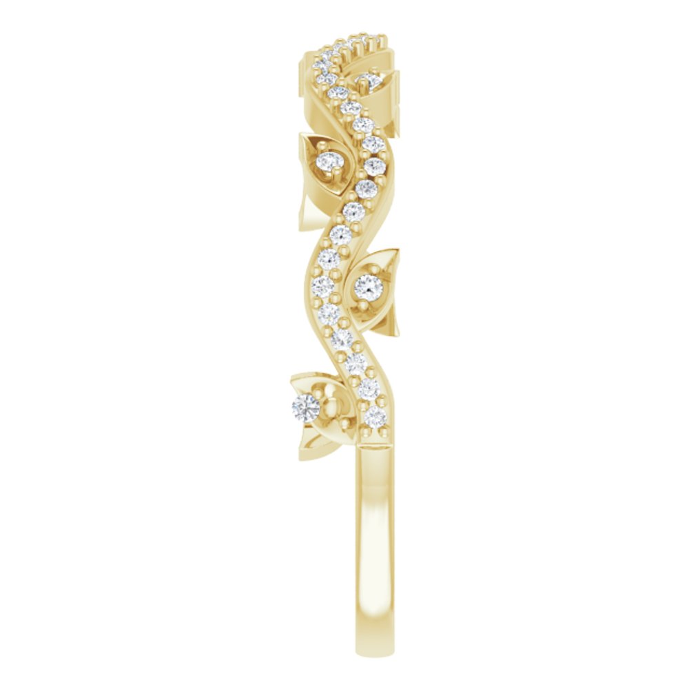 14K Yellow Gold 1/8 CTW Natural Diamond Leaf Ring