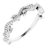 14K White Gold 1/8 CTW Natural Diamond Leaf Ring