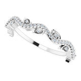 14K White Gold 1/8 CTW Natural Diamond Leaf Ring