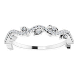 14K White Gold 1/8 CTW Natural Diamond Leaf Ring