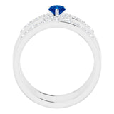 14K White Natural Blue Sapphire & 1/3 CTW Natural Diamond Ring