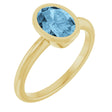 14K Yellow Gold 8x6 mm Natural Sky Blue Topaz Bezel-Set Ring