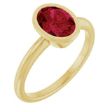 14K Yellow Gold 8x6 mm Lab-Grown Ruby Bezel-Set Ring