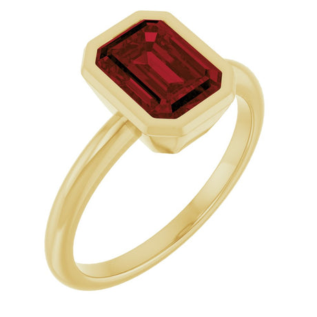 14K Yellow Gold 8x6 mm Natural Mozambique Garnet Bezel-Set Ring