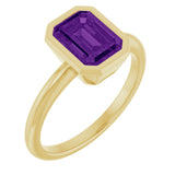 14K Yellow Gold 8x6 mm Natural Amethyst Bezel-Set Ring