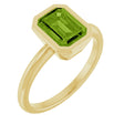 14K Yellow Gold 8x6 mm Natural Peridot Bezel-Set Ring