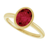 14K Yellow Gold 8x6 mm Lab-Grown Ruby Bezel-Set Ring