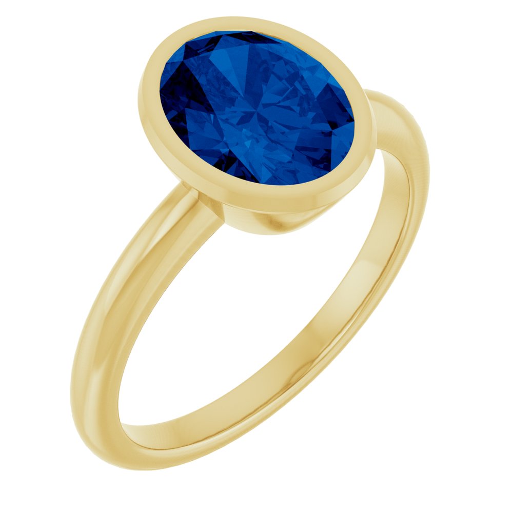 14K Yellow Lab-Grown Blue Sapphire Ring