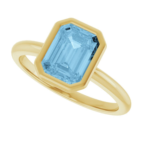 14K Yellow Gold 8x6 mm Natural Sky Blue Topaz Bezel-Set Ring