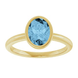 14K Yellow Gold 8x6 mm Natural Sky Blue Topaz Bezel-Set Ring