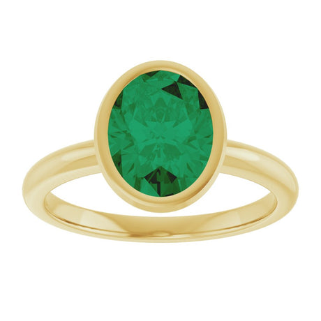 14K Yellow Gold Lab-Grown Emerald Ring