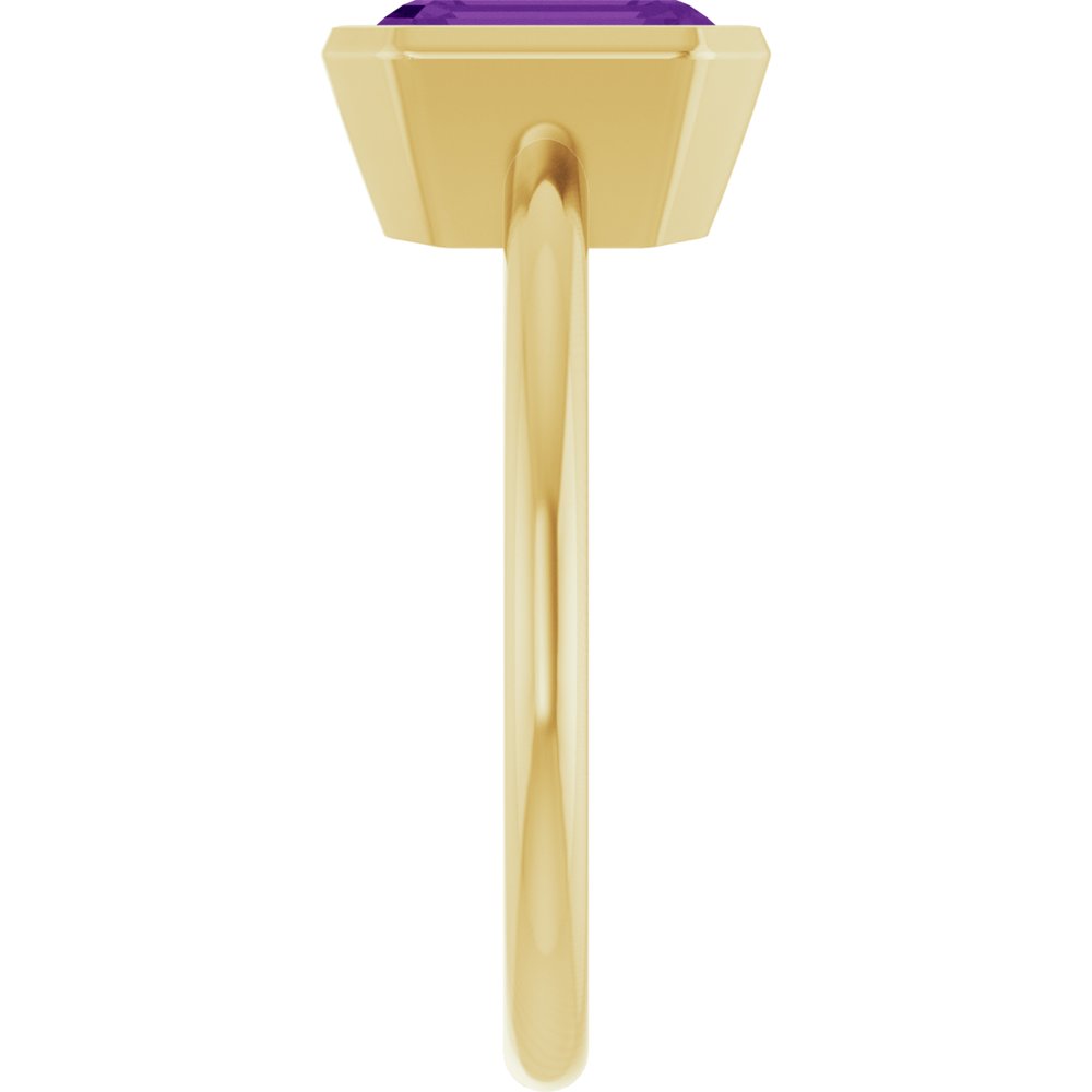 14K Yellow Gold 8x6 mm Natural Amethyst Bezel-Set Ring