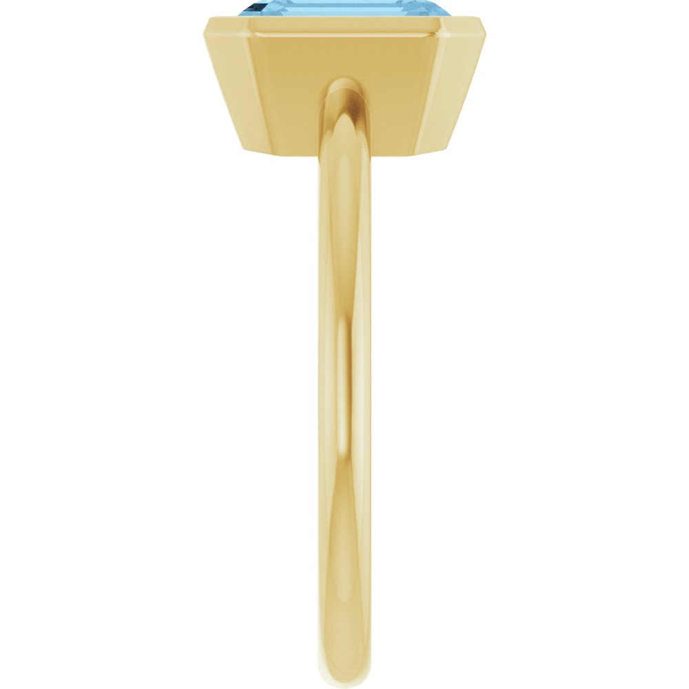 14K Yellow Gold 8x6 mm Natural Sky Blue Topaz Bezel-Set Ring