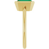 14K Yellow Gold 8x6 mm Lab-Grown Emerald Bezel-Set Ring